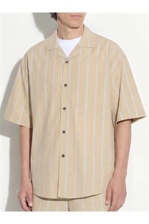 Camicia Boxy Fit in Cotone a Righe Beige e Bianco PAOLO PECORA | G0921580RA11